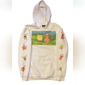 SpongeBob SquarePants and Patrick Hoodie With Sleeve Prints White Size Small